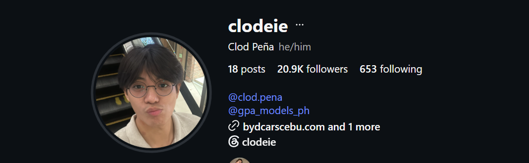 Original Instagram profile screenshot for clodeie